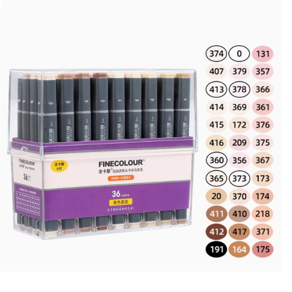 Finecolour EF104 Alcohol Sketch Brush Markers 36-Piece Skin Tone Set