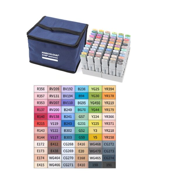 Finecolour EF105 20mm Ultra-Wide Alcohol Art Markers 72-Piece Set