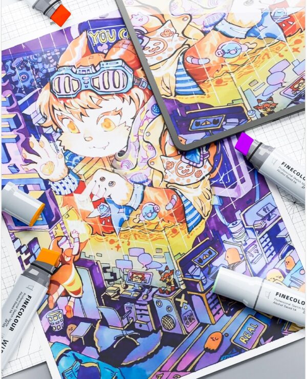 EF105 20mm Ultra-Wide Alcohol Art Markers 12-Piece Gray Tone Set - Image 4
