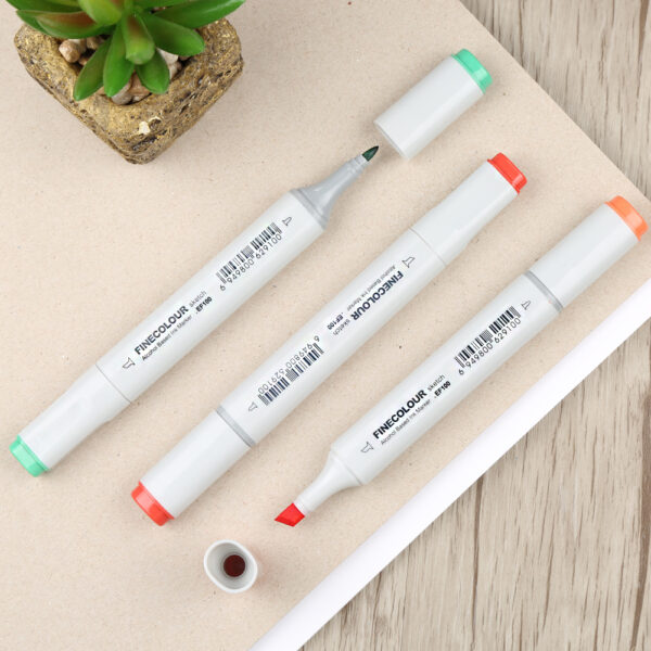 EF100 Skin Tone 12-Pack Dual-Tip Alcohol Markers Fine & Chisel - Image 2