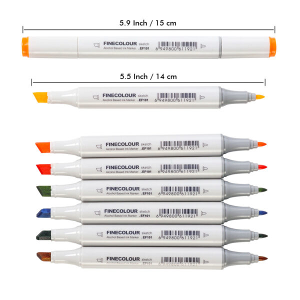 EF101 Skin Tone 24-Pack Dual-Tip Alcohol Art Markers Fine & Chisel - Image 2