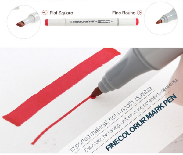 EF101 Skin Tone 24-Pack Dual-Tip Alcohol Art Markers Fine & Chisel - Image 5